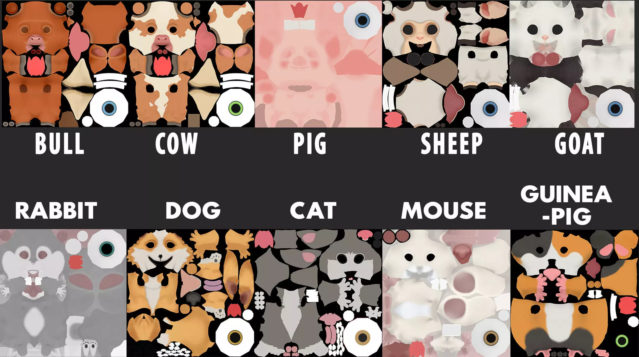 10 Domestic  Animals Cartoon 3D Model Collection_4