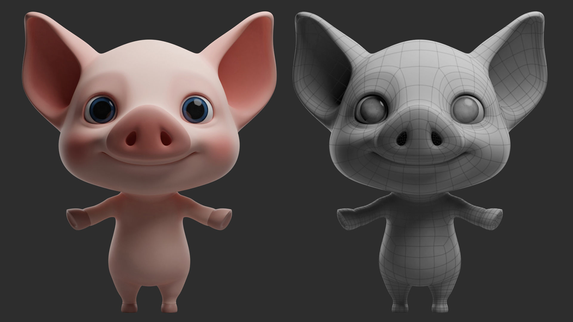 10 Domestic  Animals Cartoon 3D Model Collection_10