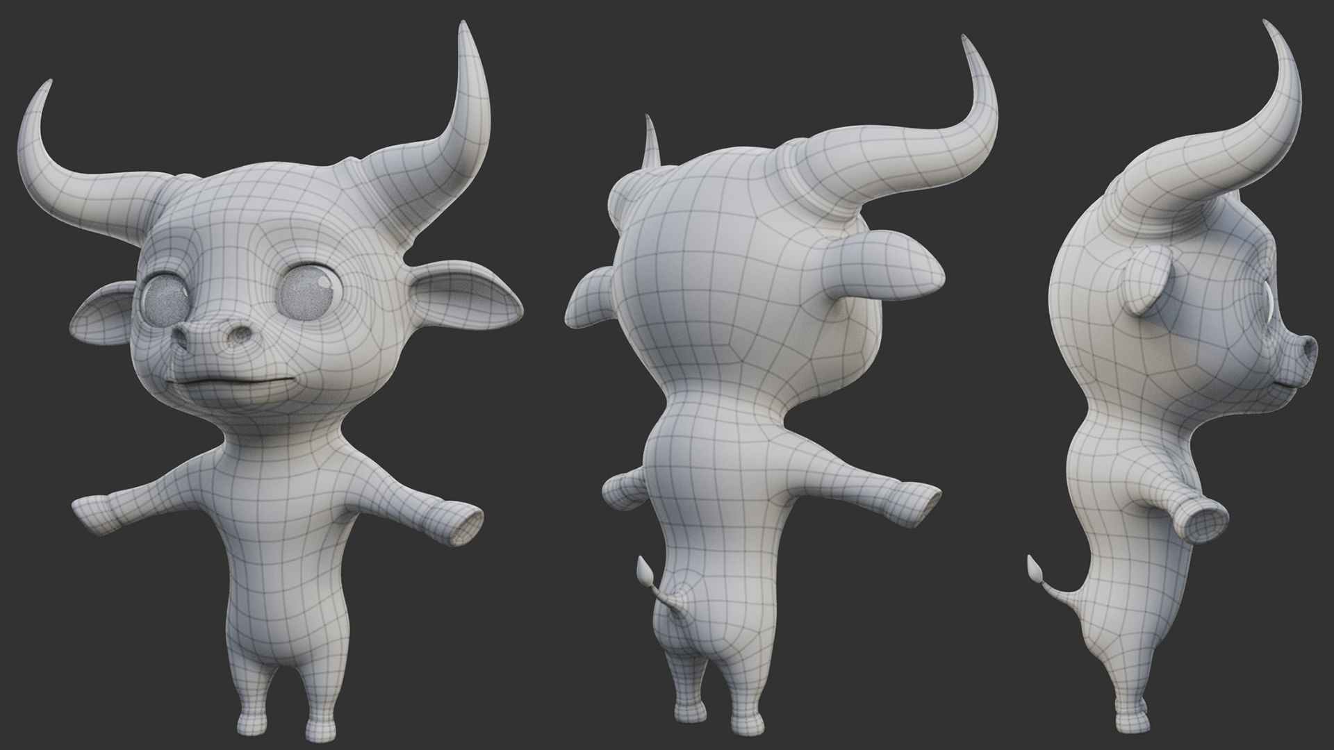 10 Domestic  Animals Cartoon 3D Model Collection_19