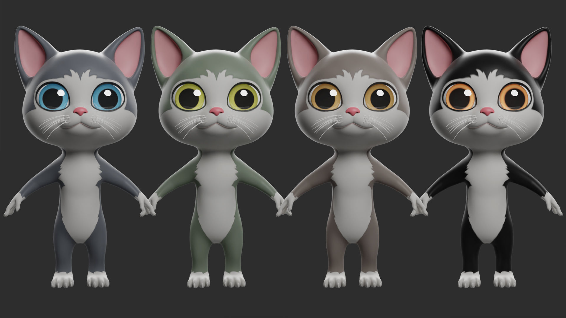 10 Domestic  Animals Cartoon 3D Model Collection_14