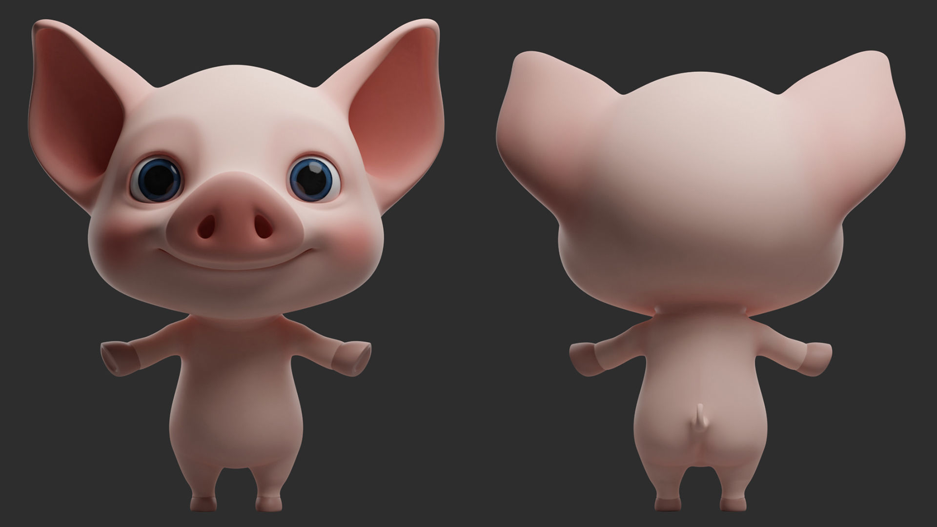 10 Domestic  Animals Cartoon 3D Model Collection_32