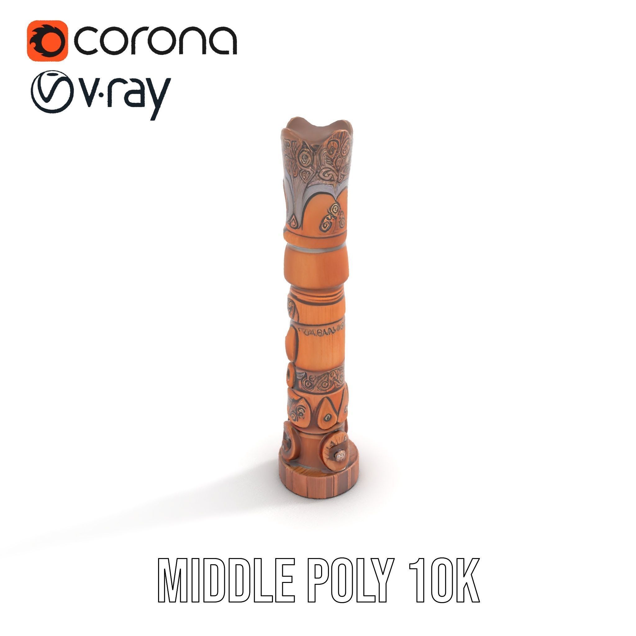 Intricately Carved Wooden Totem Pole Model Pack Low-poly 3D model_6