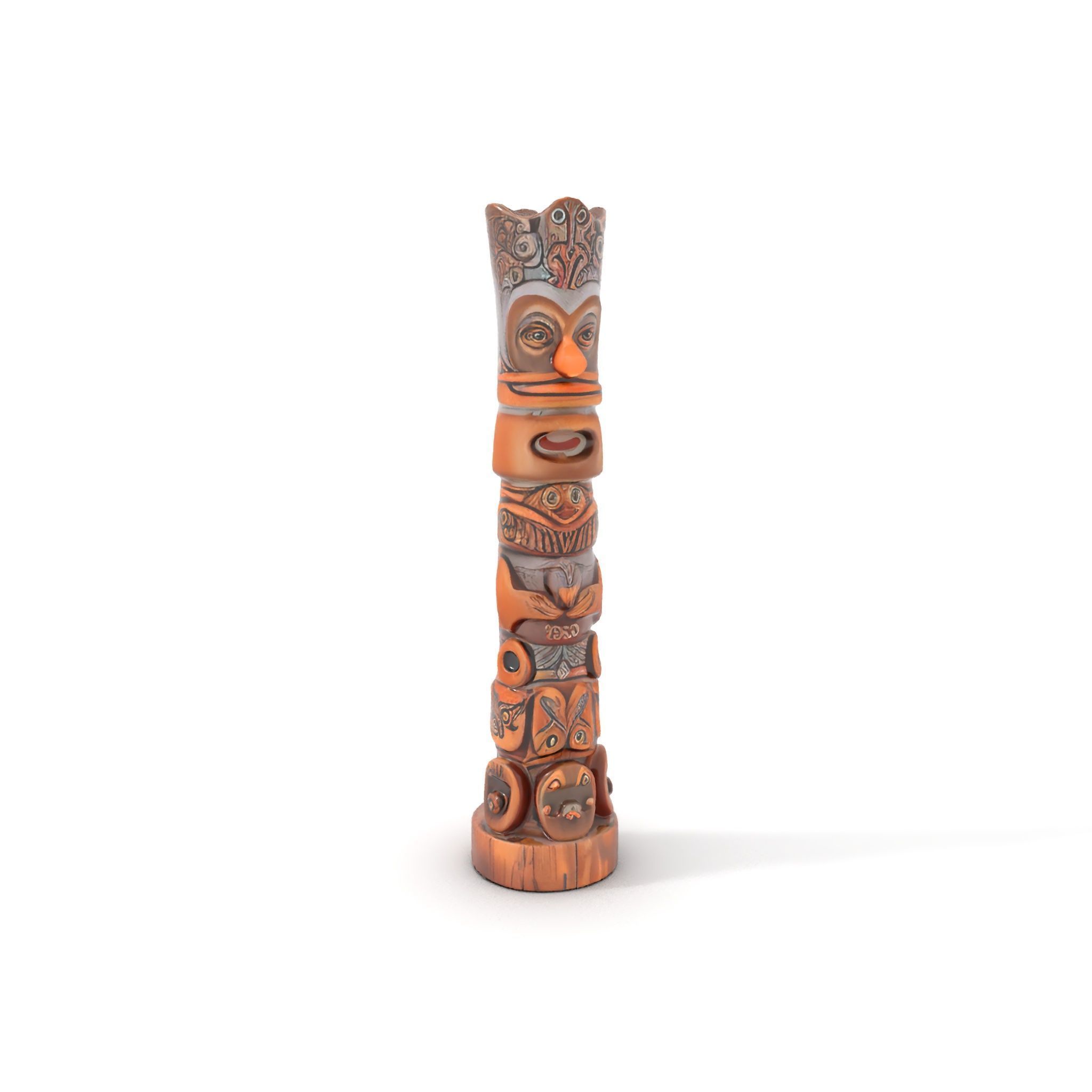 Intricately Carved Wooden Totem Pole Model Pack Low-poly 3D model_5