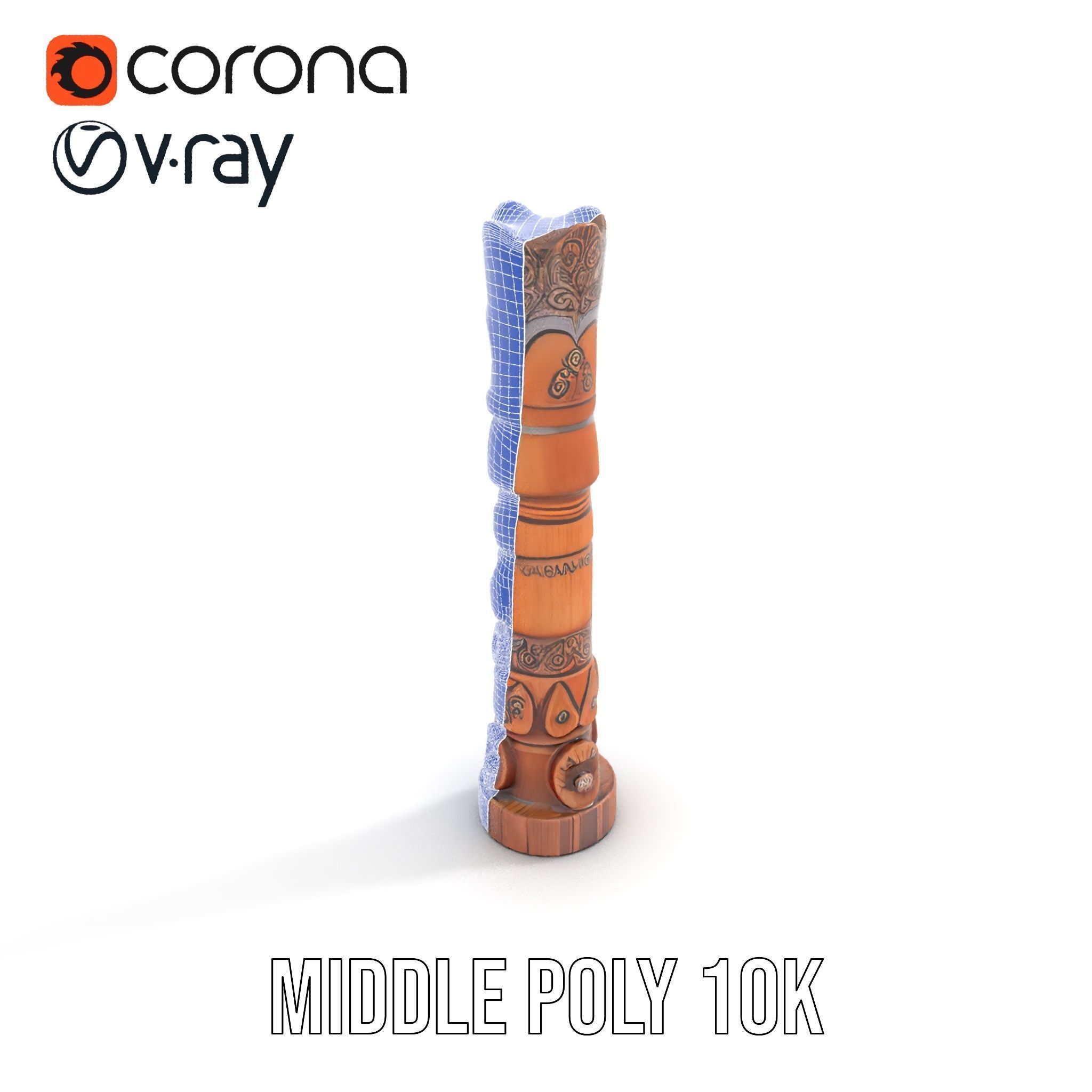 Intricately Carved Wooden Totem Pole Model Pack Low-poly 3D model_24