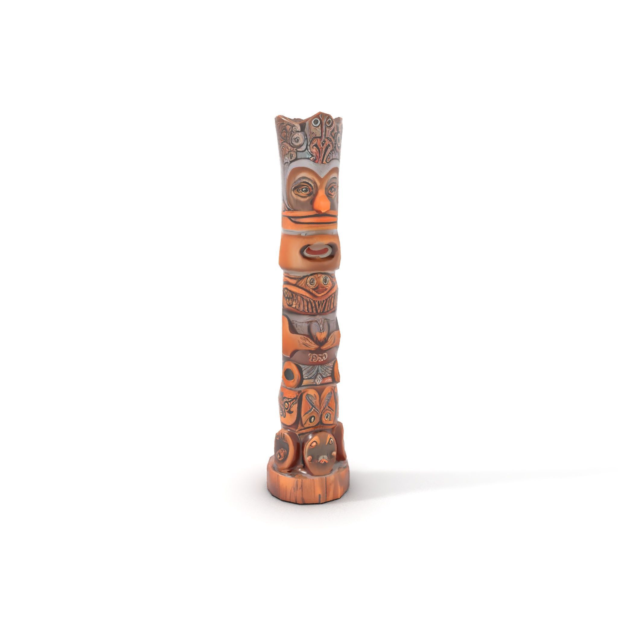 Intricately Carved Wooden Totem Pole Model Pack Low-poly 3D model_12