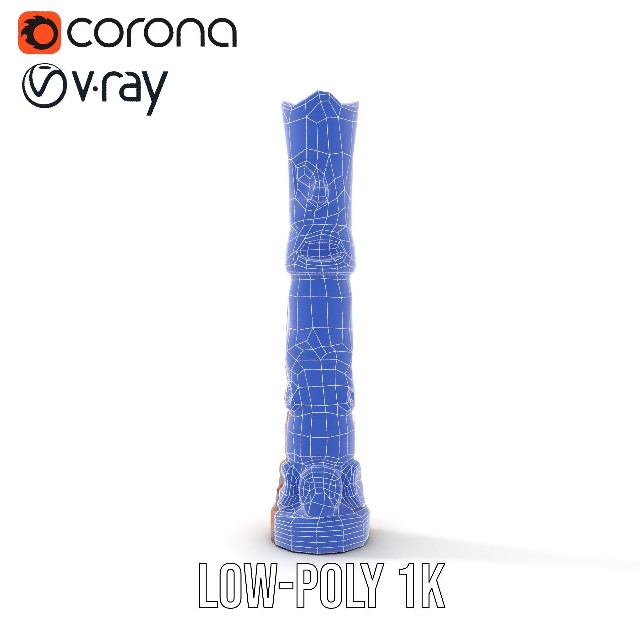 Intricately Carved Wooden Totem Pole Model Pack Low-poly 3D model_28