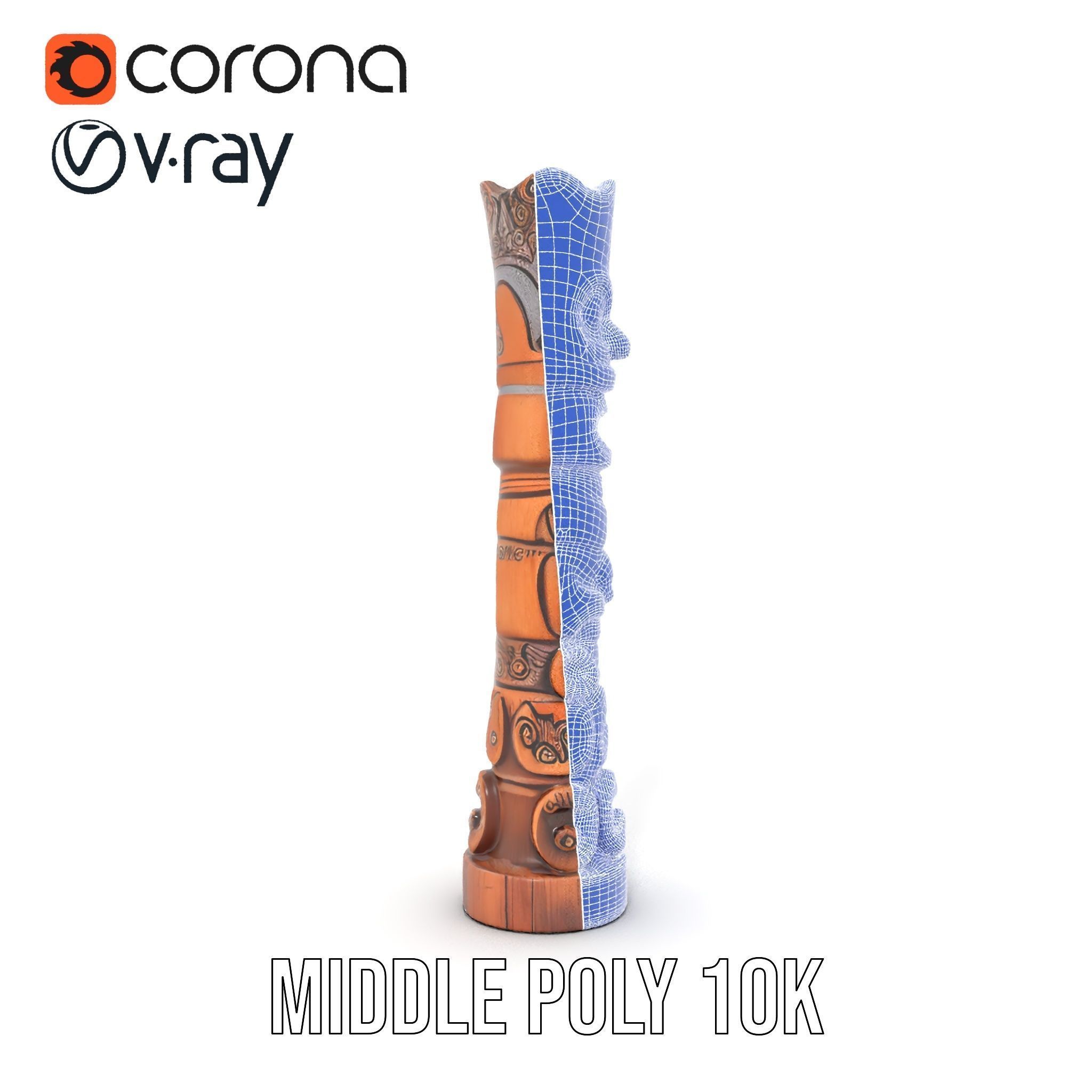 Intricately Carved Wooden Totem Pole Model Pack Low-poly 3D model_27