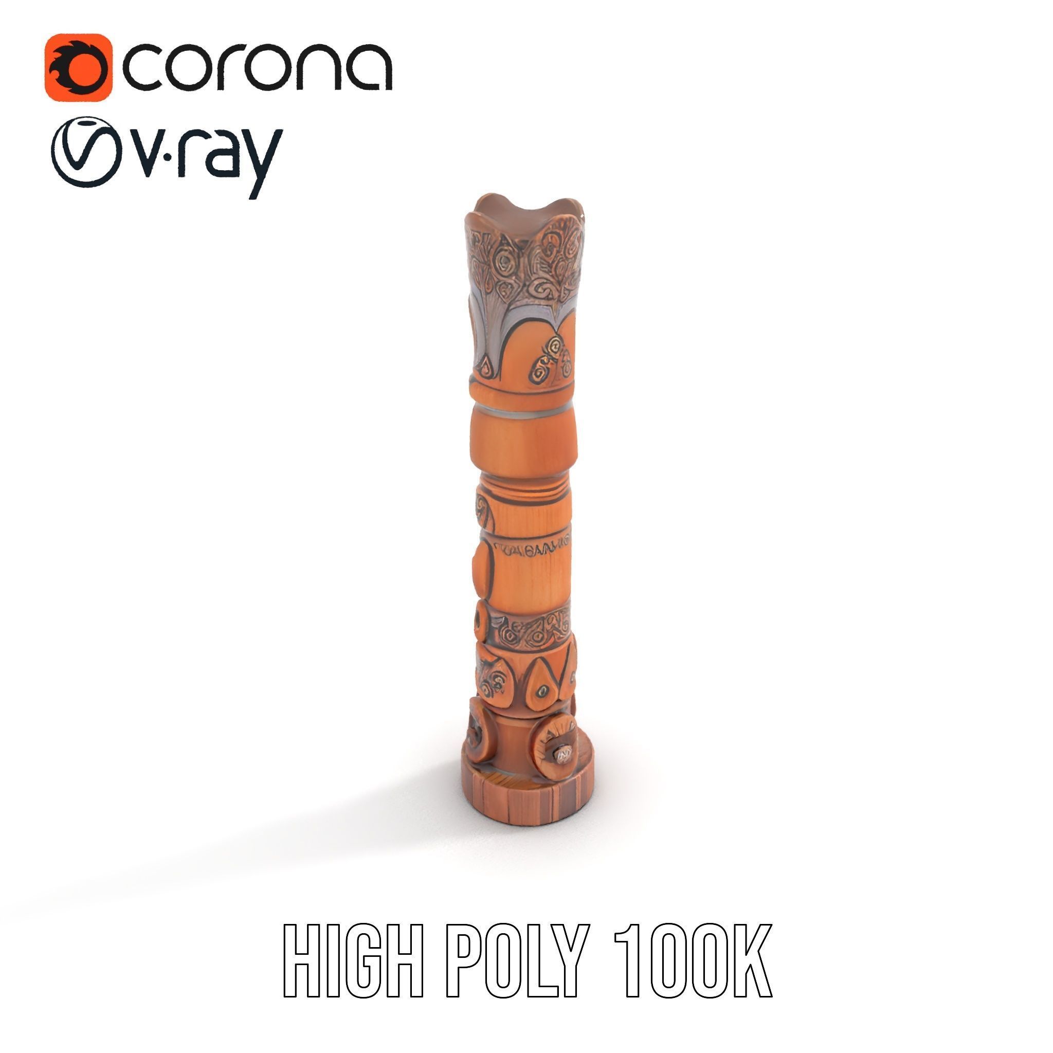 Intricately Carved Wooden Totem Pole Model Pack Low-poly 3D model_20