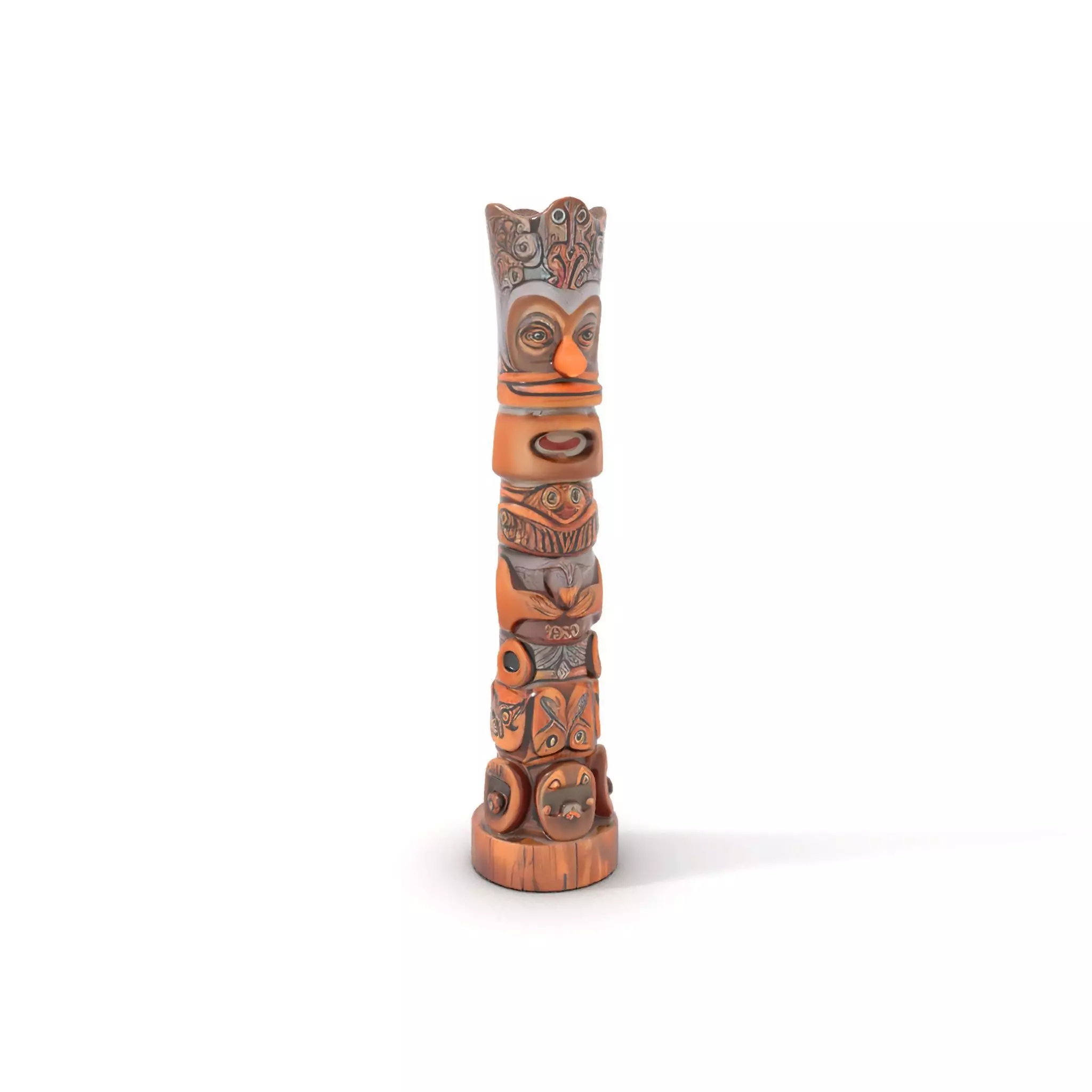 Intricately Carved Wooden Totem Pole Model Pack Low-poly 3D model_0