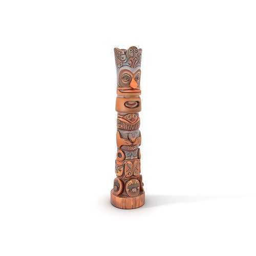 Intricately Carved Wooden Totem Pole Model Pack Low-poly 3D model