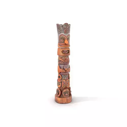 Intricately Carved Wooden Totem Pole Model Pack