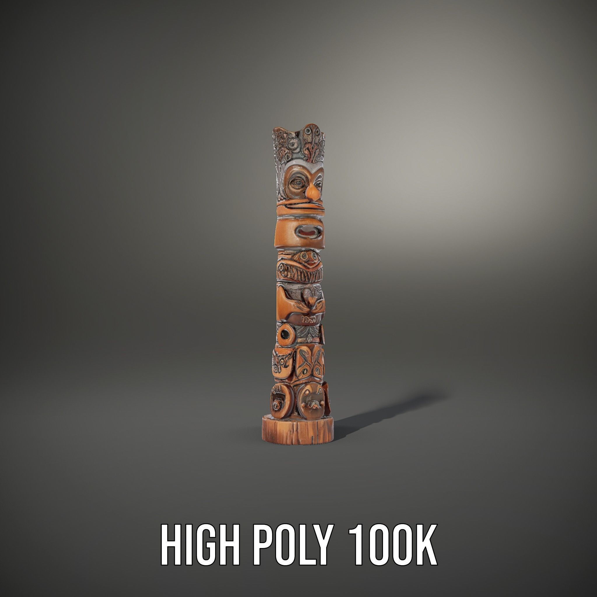 Intricately Carved Wooden Totem Pole Model Pack Low-poly 3D model_10