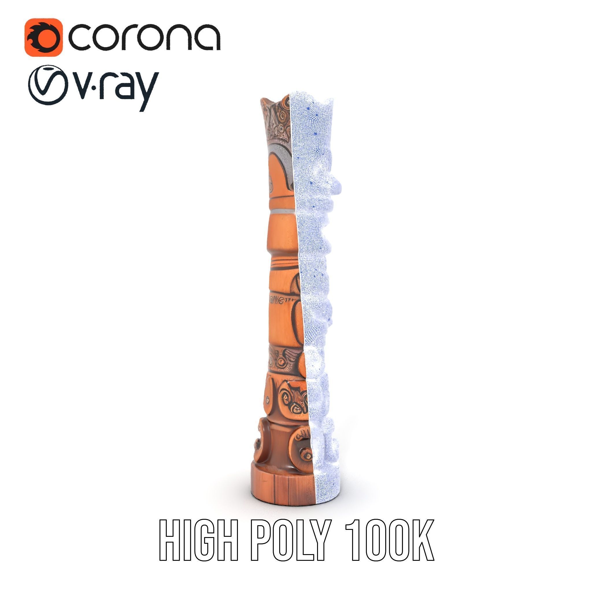 Intricately Carved Wooden Totem Pole Model Pack Low-poly 3D model_29
