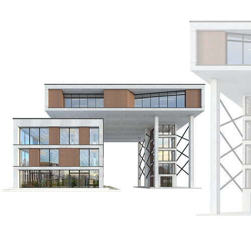 Modern commercial building No 8 Low-poly 3D model