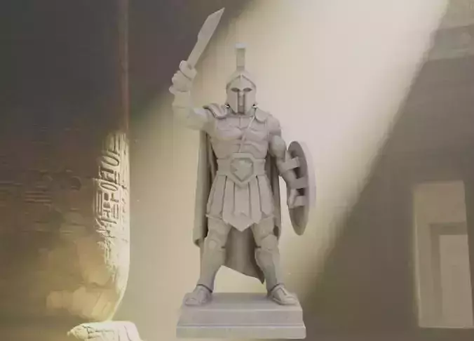 Stylized Spartan Warrior Statue Stone Printable