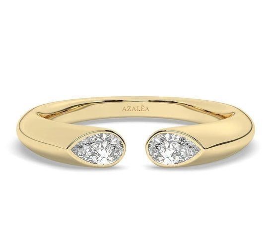 Pear Diamond Cuff Ring 3D print model