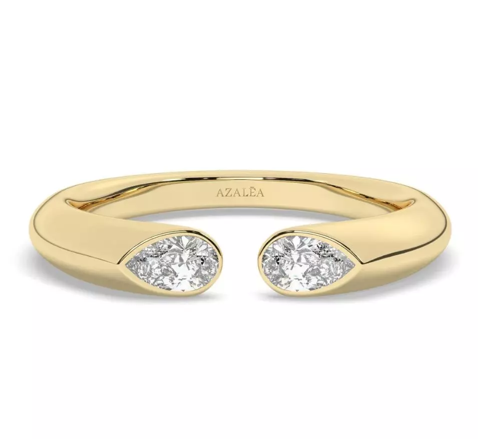 Pear Diamond Cuff Ring 3D print model_0