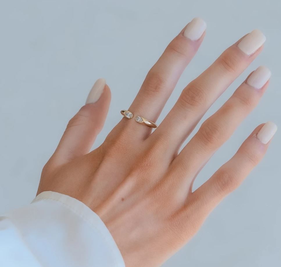 Pear Diamond Cuff Ring 3D print model_5