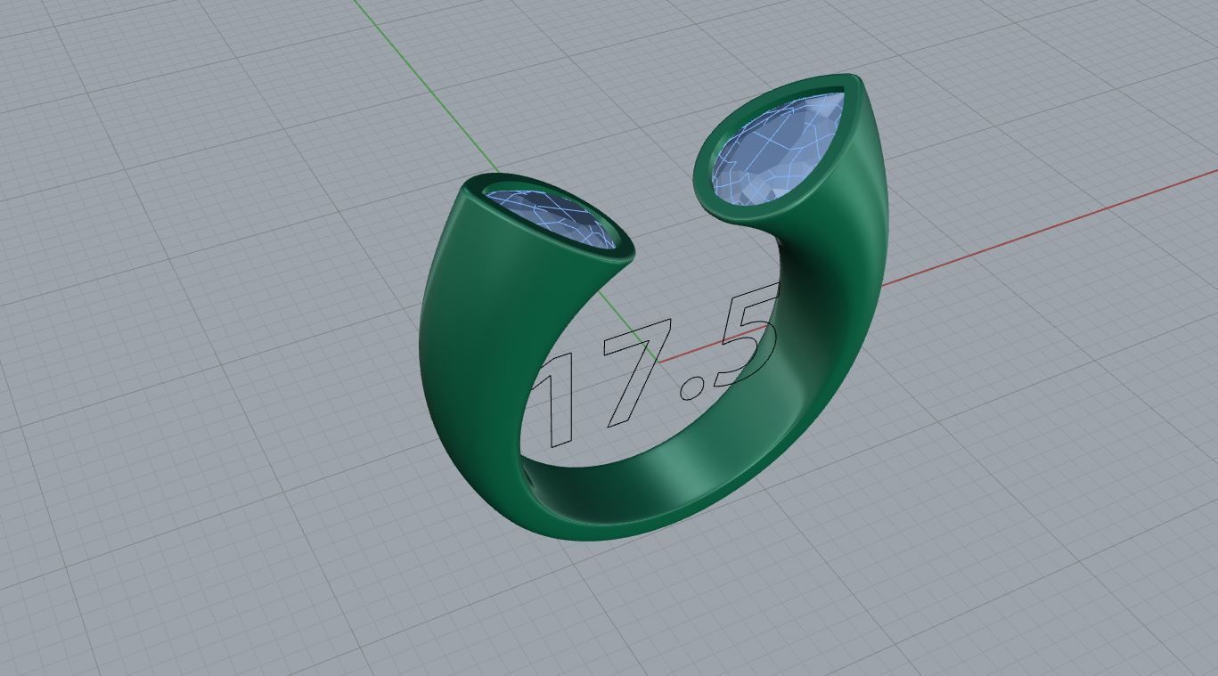 Pear Diamond Cuff Ring 3D print model_2