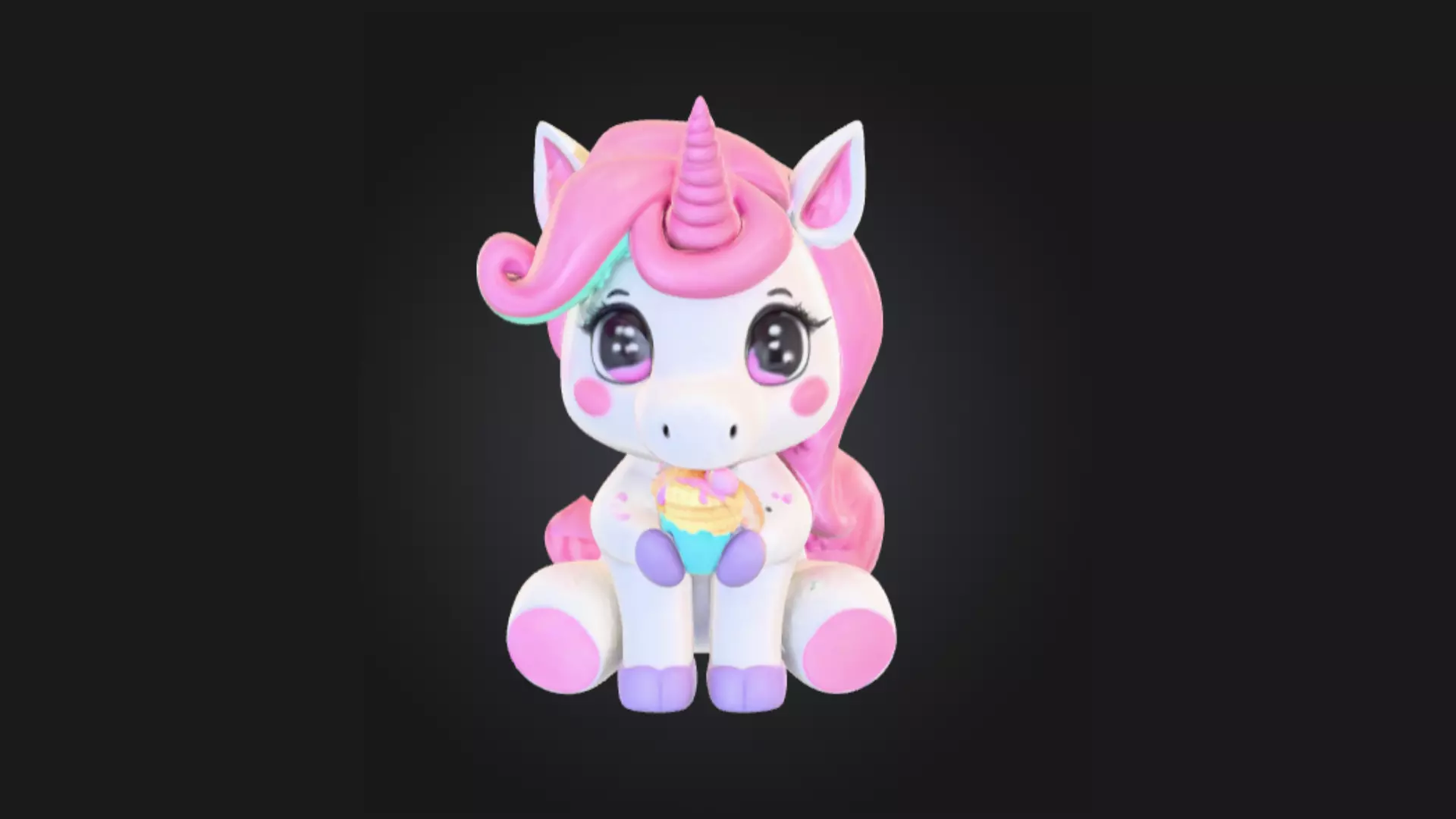 Unicorn Ice Cream Treat Cute Cartoon 3D Print Toy Character 3D print model_0