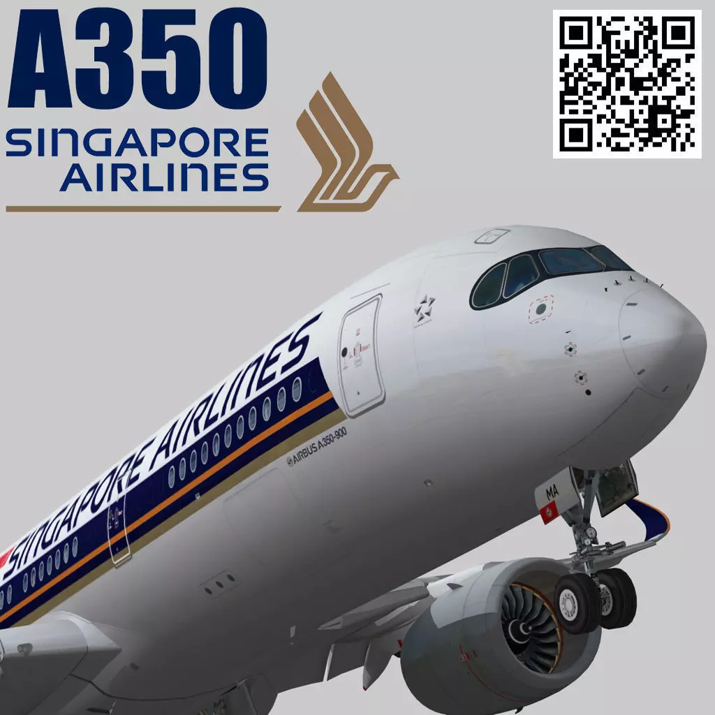 Airbus A350-900 XWB Singapore Airlines Low-poly 3D model_0