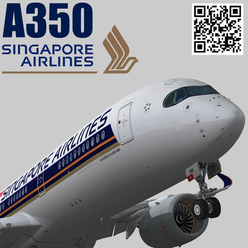 Airbus A350-900 XWB Singapore Airlines Low-poly 3D model