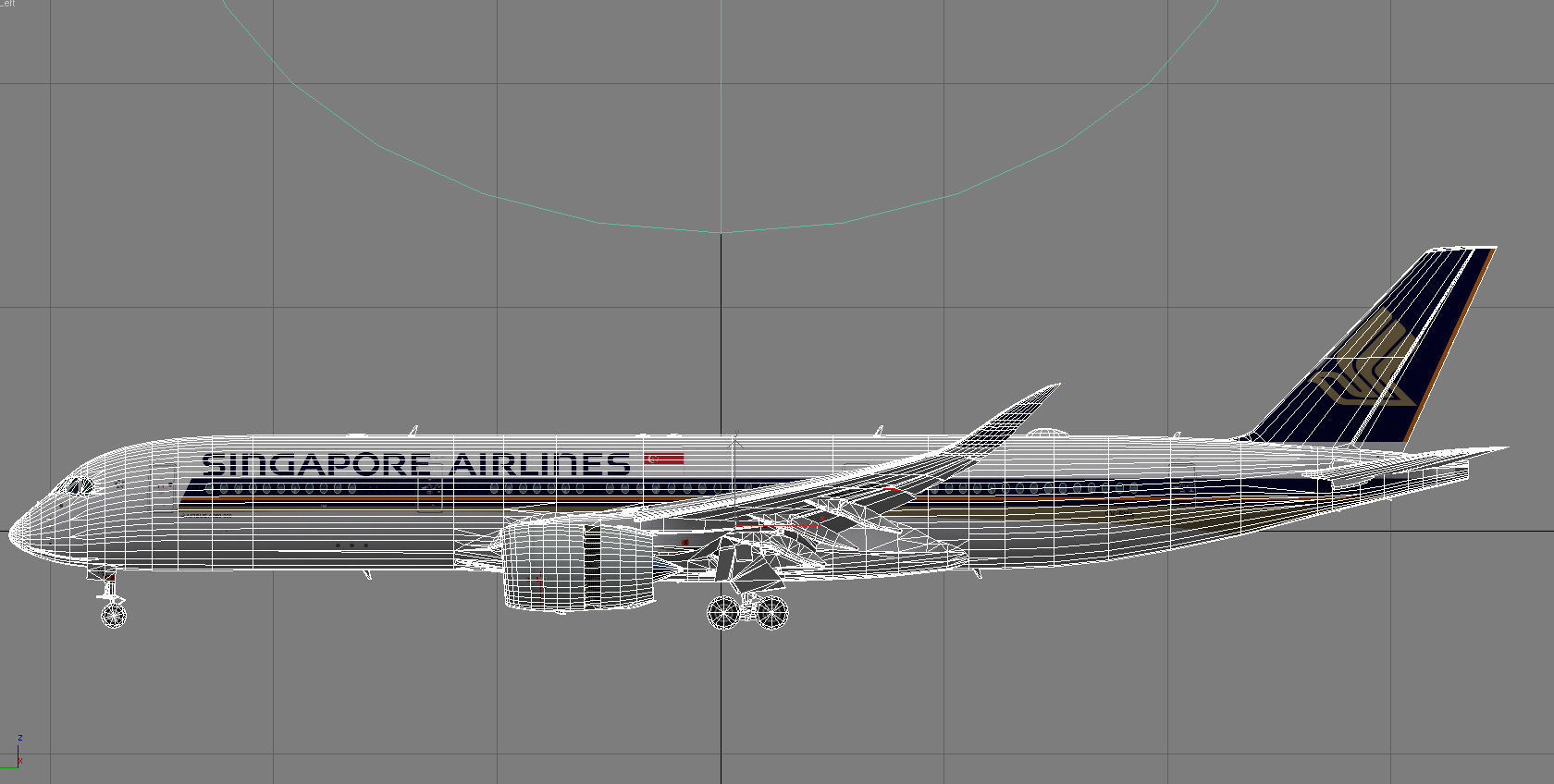 Airbus A350-900 XWB Singapore Airlines Low-poly 3D model_16
