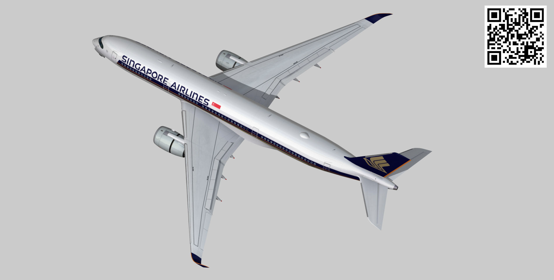 Airbus A350-900 XWB Singapore Airlines Low-poly 3D model_6