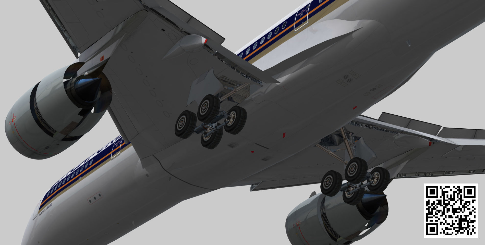 Airbus A350-900 XWB Singapore Airlines Low-poly 3D model_8