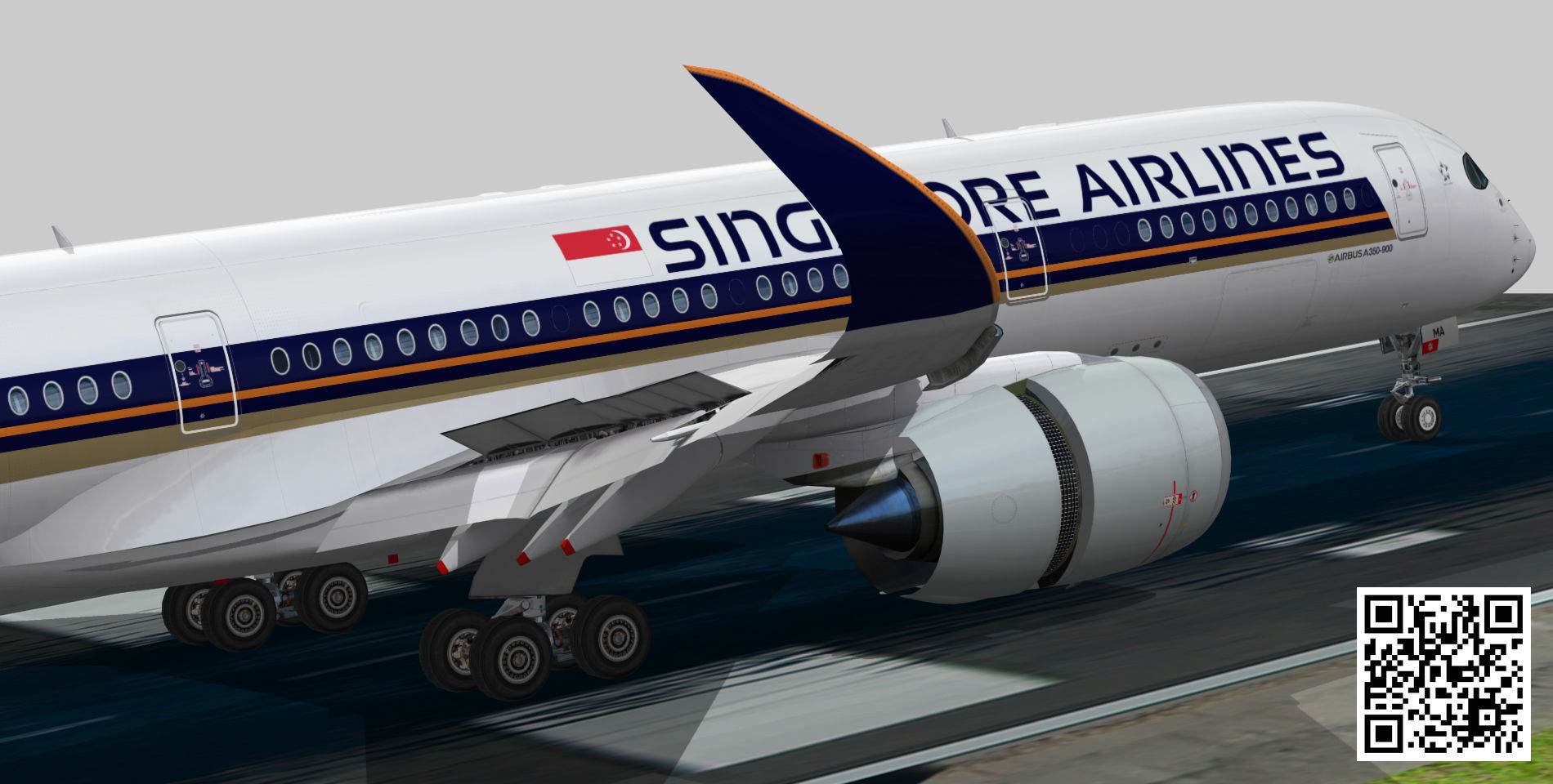 Airbus A350-900 XWB Singapore Airlines Low-poly 3D model_5