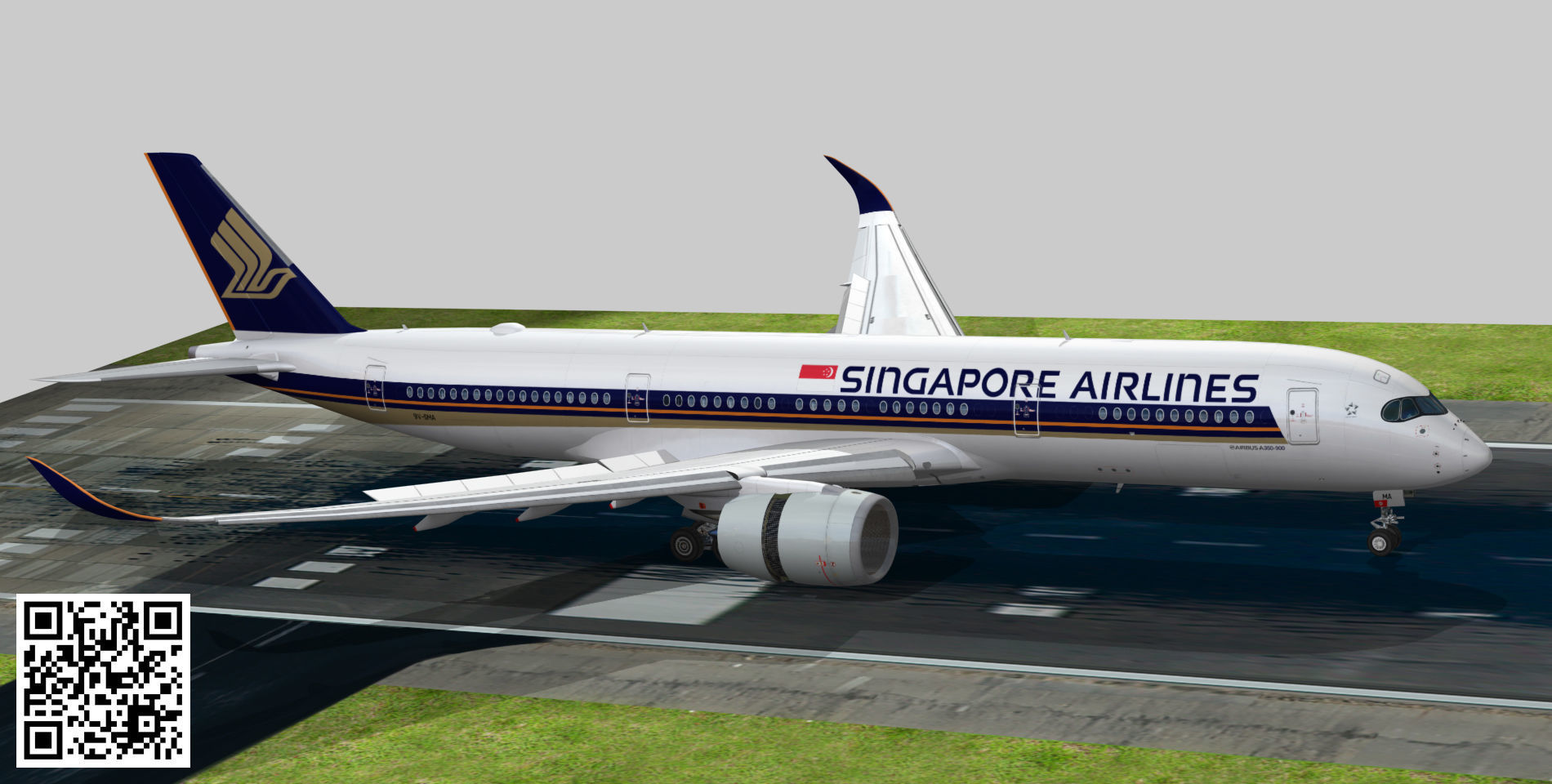 Airbus A350-900 XWB Singapore Airlines Low-poly 3D model_4