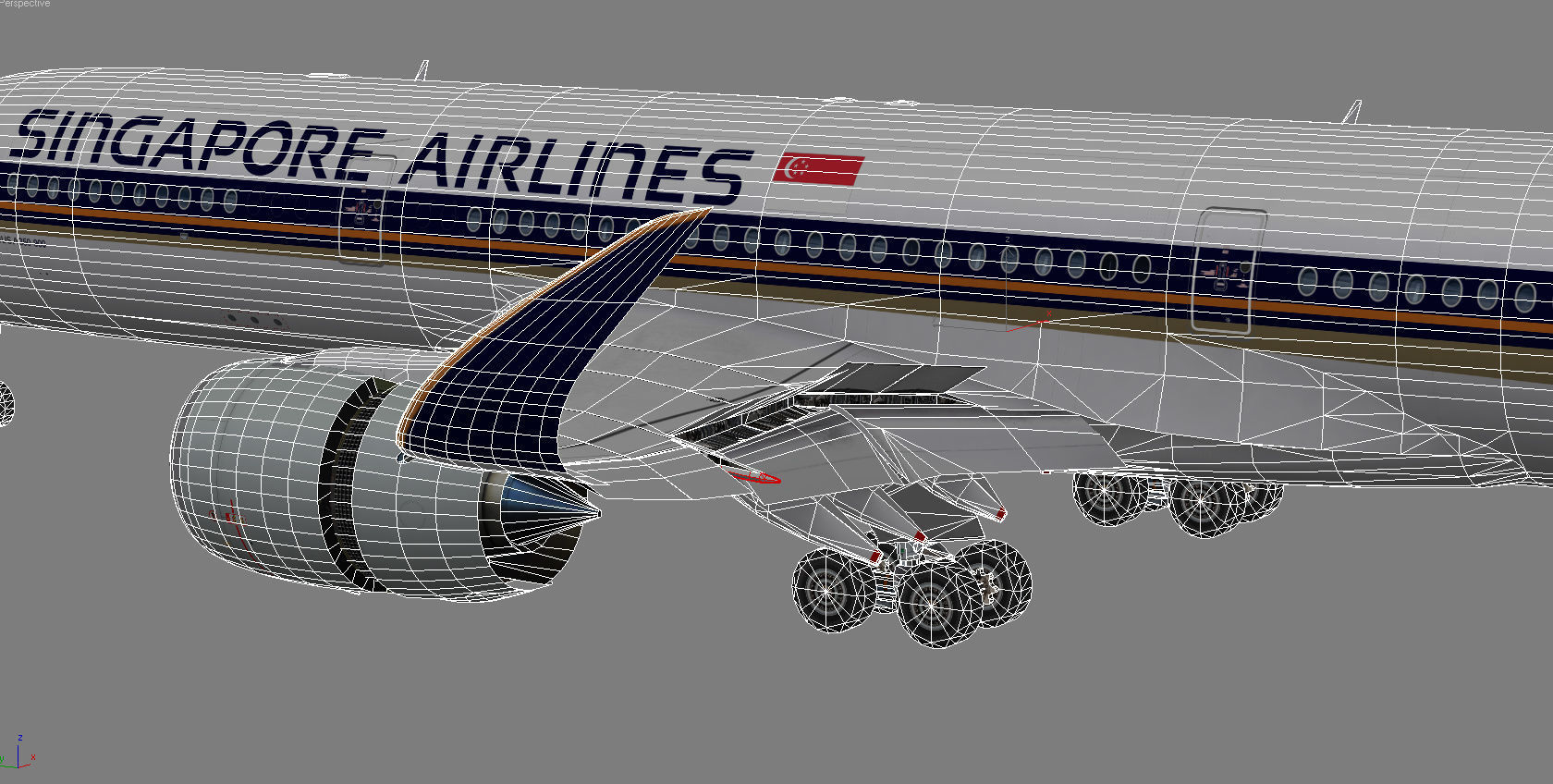 Airbus A350-900 XWB Singapore Airlines Low-poly 3D model_11