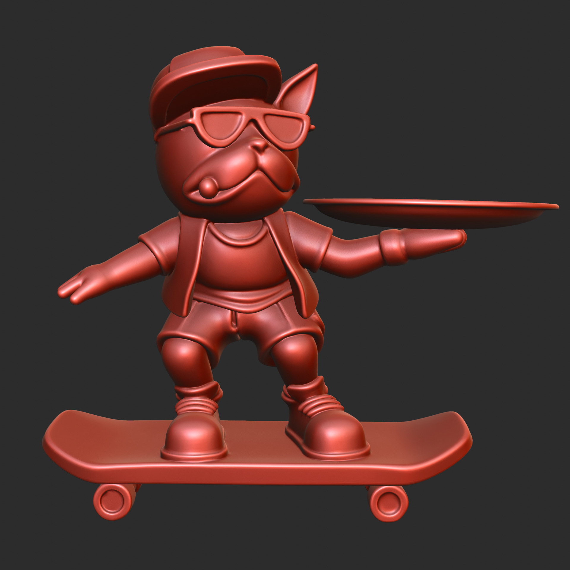 Skateboard Bulldog Tray 3D print model_1