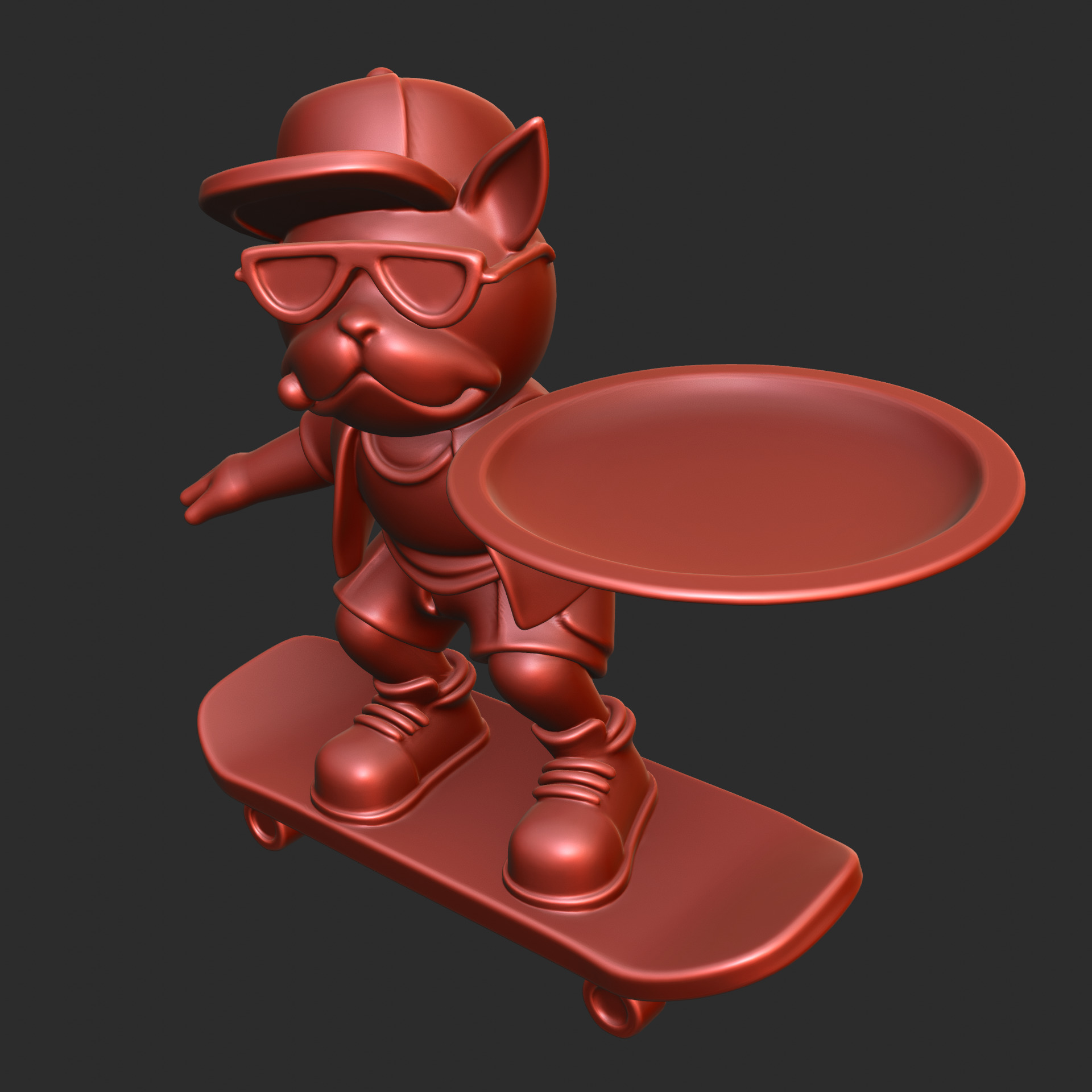 Skateboard Bulldog Tray 3D print model_9