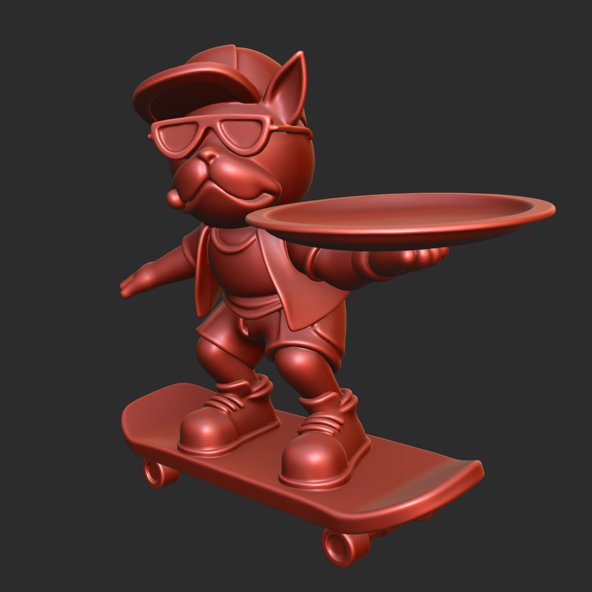 Skateboard Bulldog Tray 3D print model_3