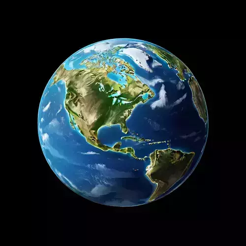 Realistic Earth 3D Model North America Low-poly 3D model