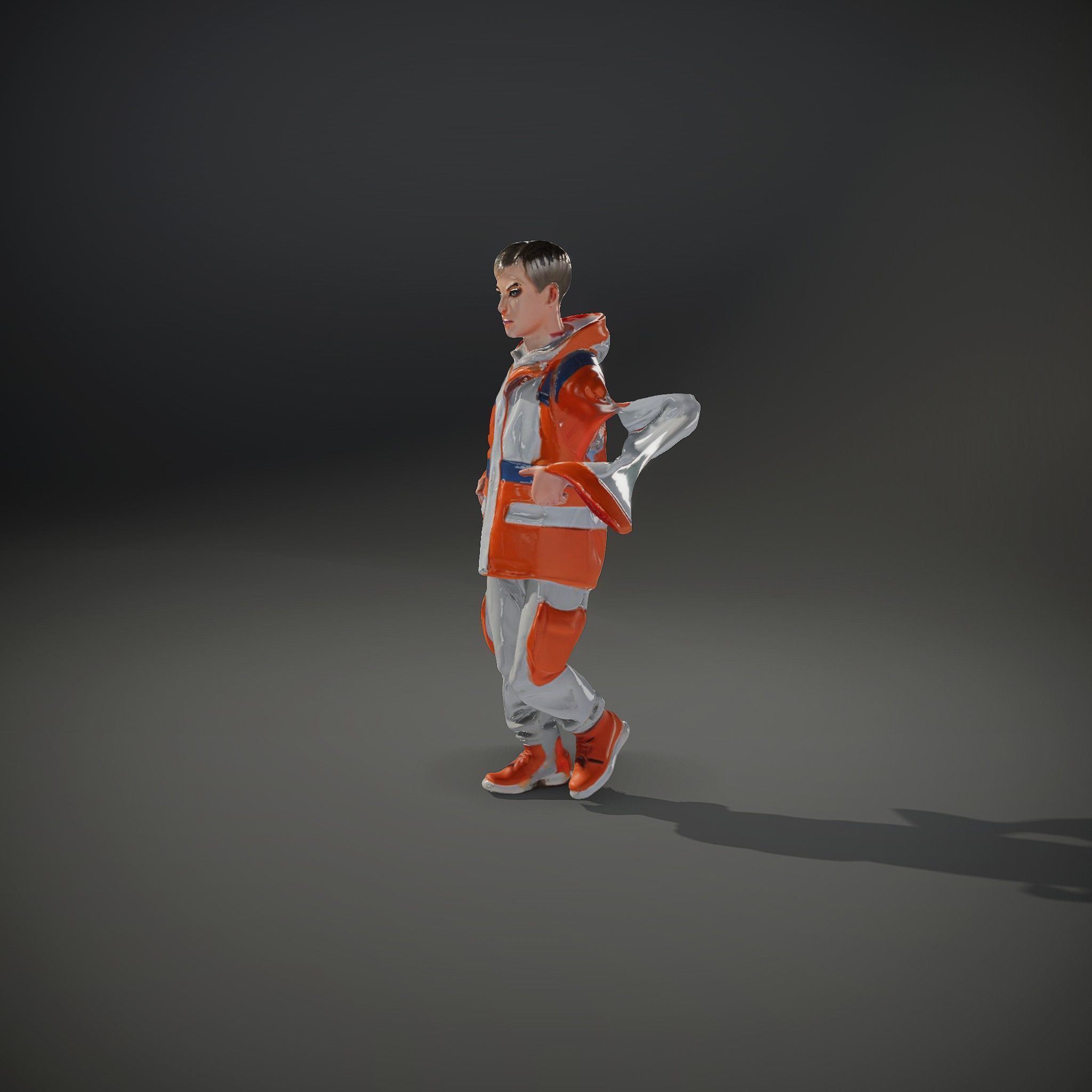 Rigged and Animated ShortHaired Character with Orange Reflect... Low-poly 3D model_36