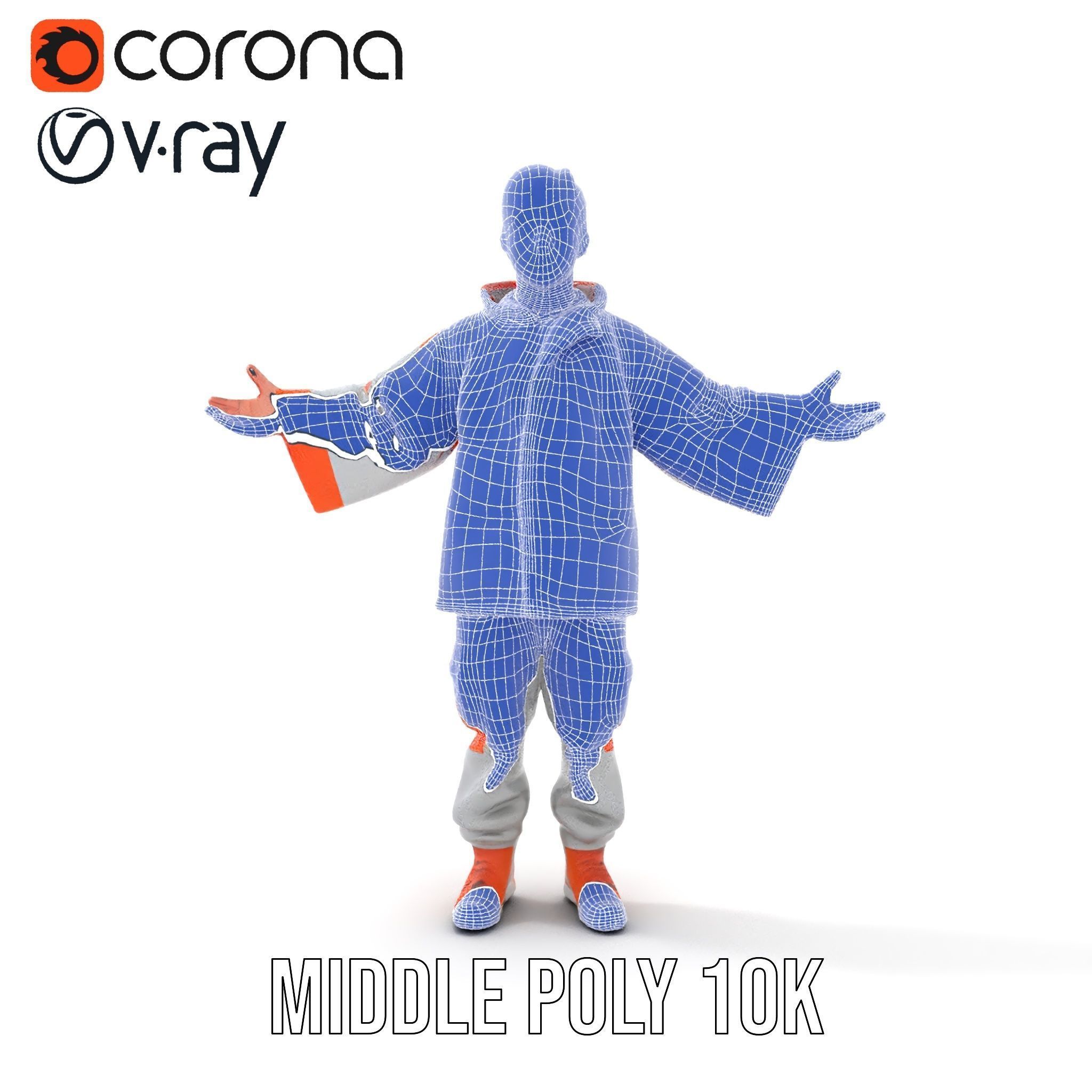 Rigged and Animated ShortHaired Character with Orange Reflect... Low-poly 3D model_23