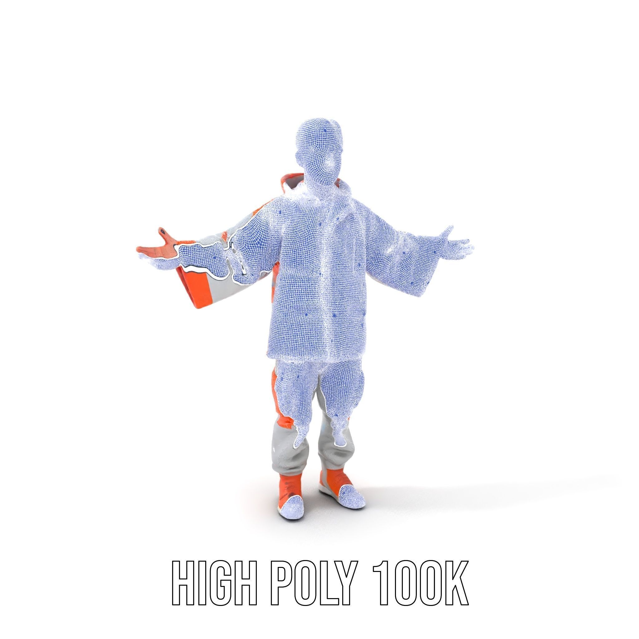 Rigged and Animated ShortHaired Character with Orange Reflect... Low-poly 3D model_4