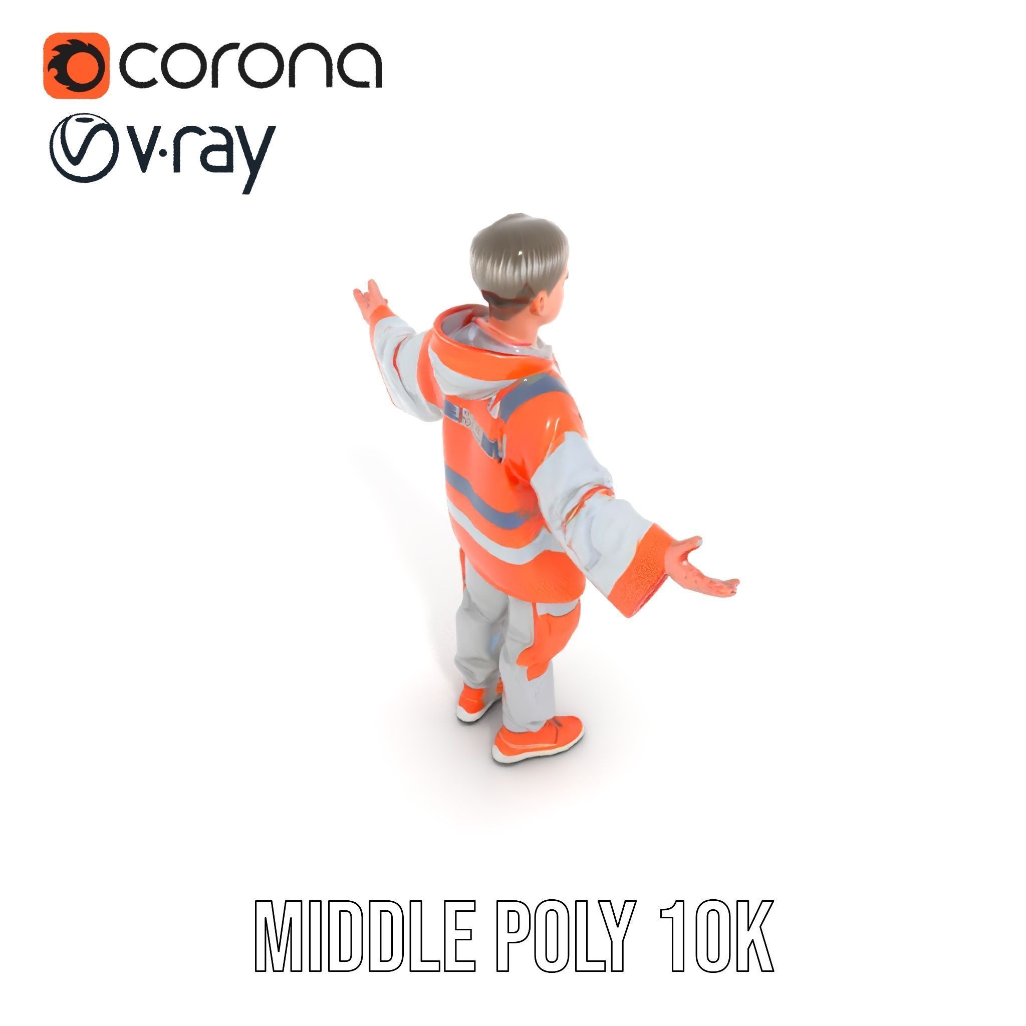 Rigged and Animated ShortHaired Character with Orange Reflect... Low-poly 3D model_15