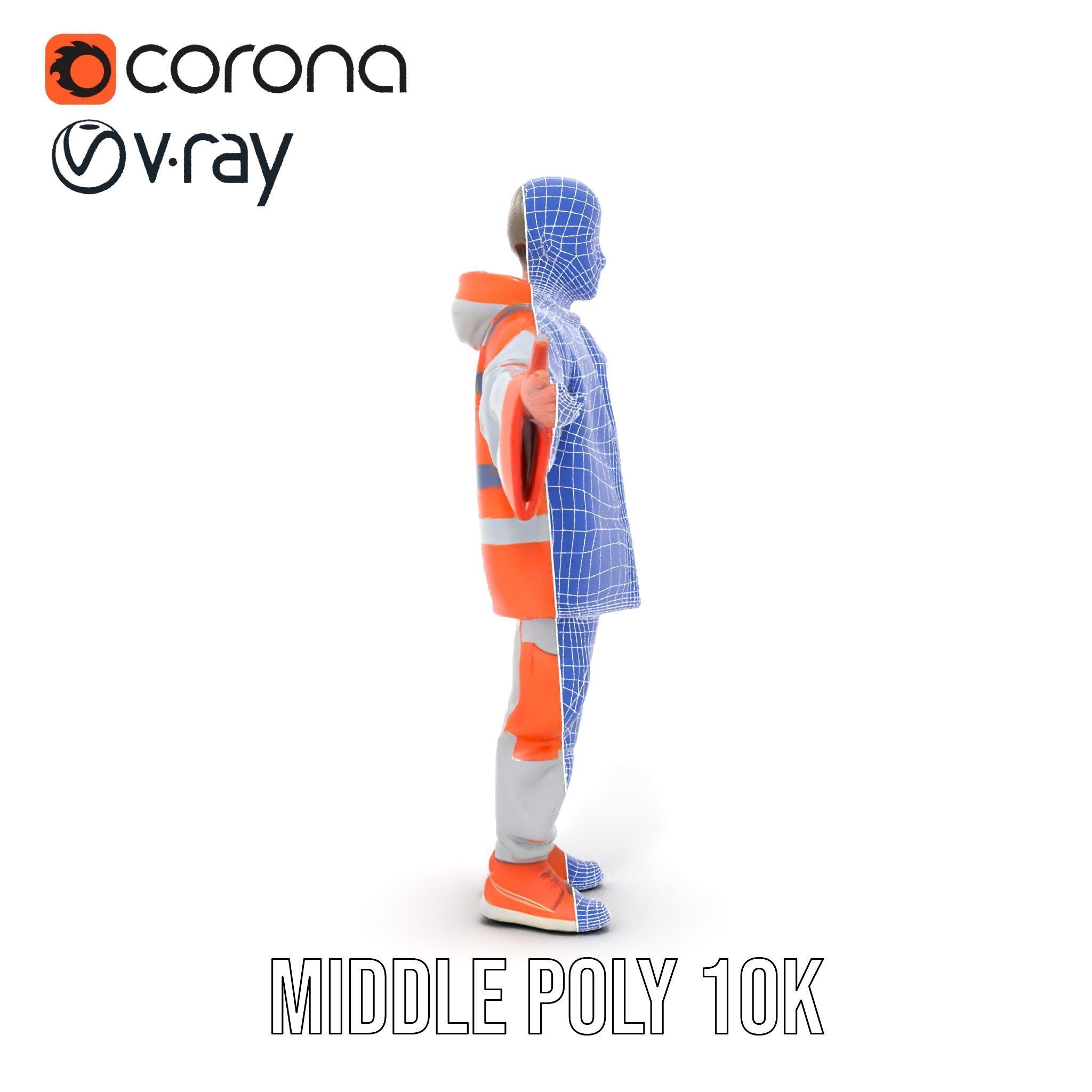 Rigged and Animated ShortHaired Character with Orange Reflect... Low-poly 3D model_34