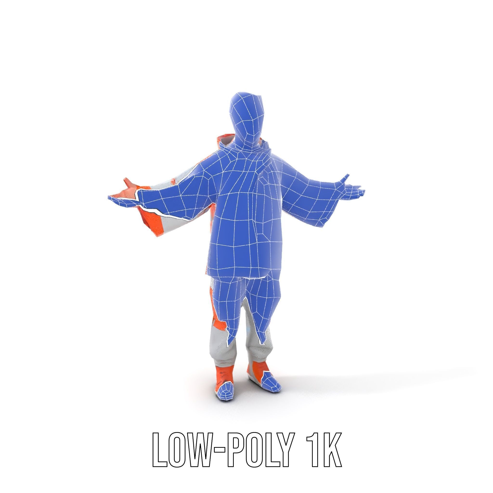 Rigged and Animated ShortHaired Character with Orange Reflect... Low-poly 3D model_13