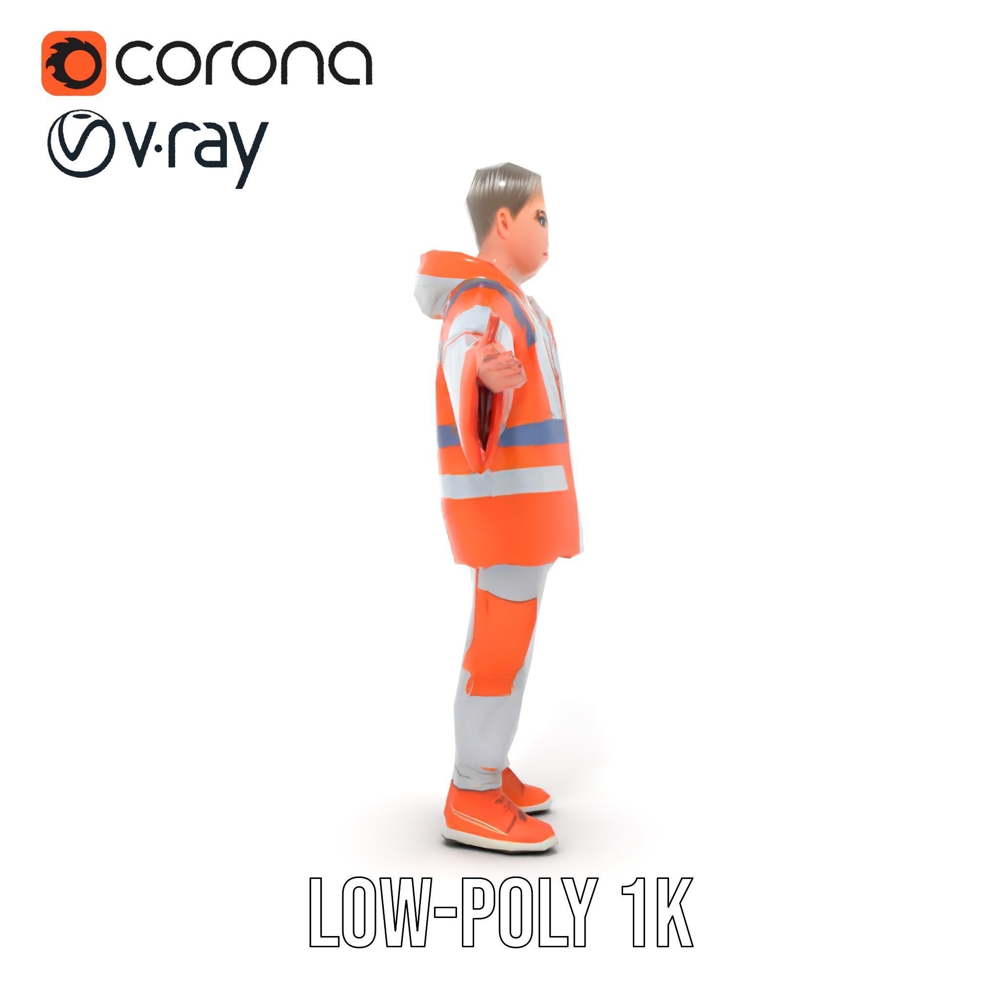 Rigged and Animated ShortHaired Character with Orange Reflect... Low-poly 3D model_21