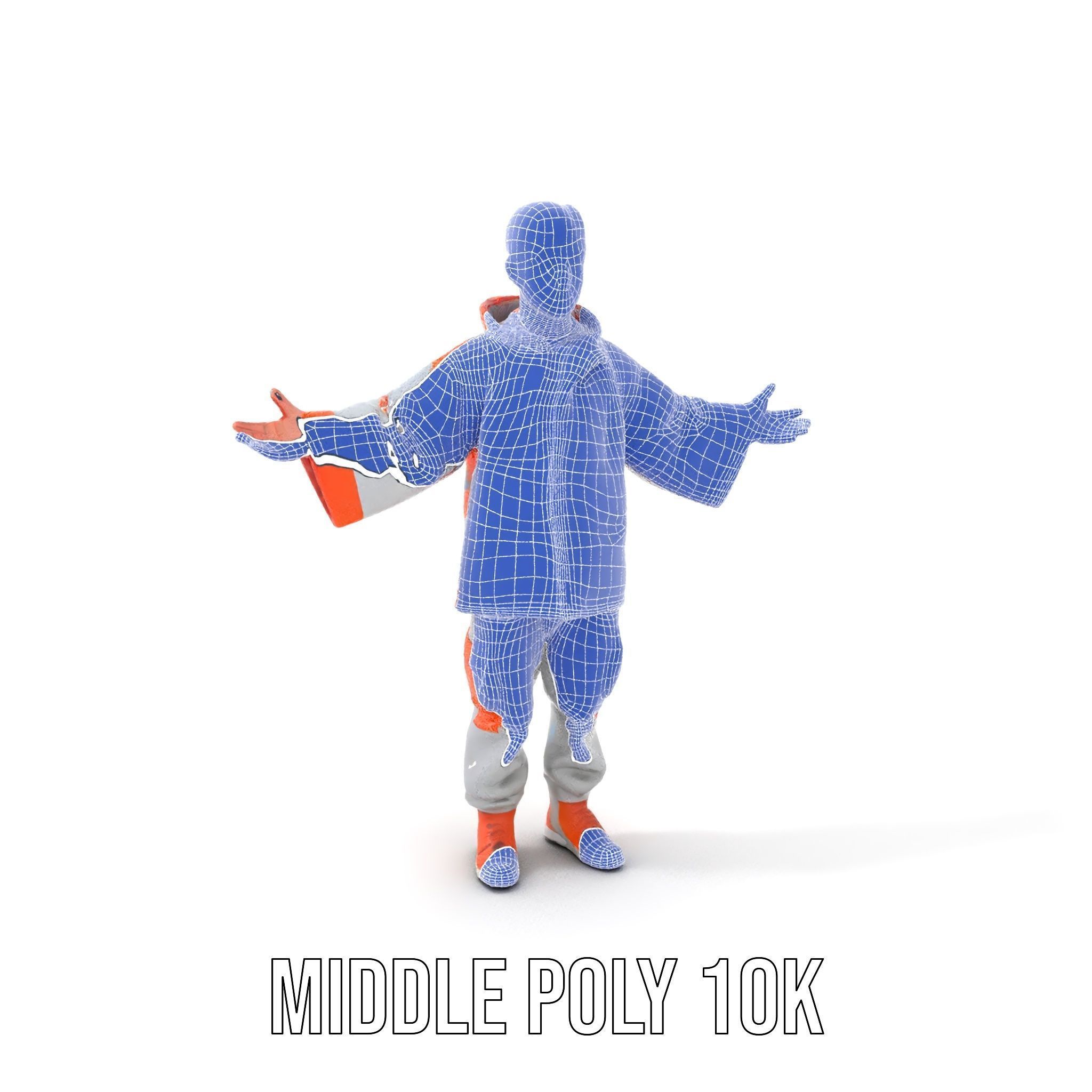 Rigged and Animated ShortHaired Character with Orange Reflect... Low-poly 3D model_20