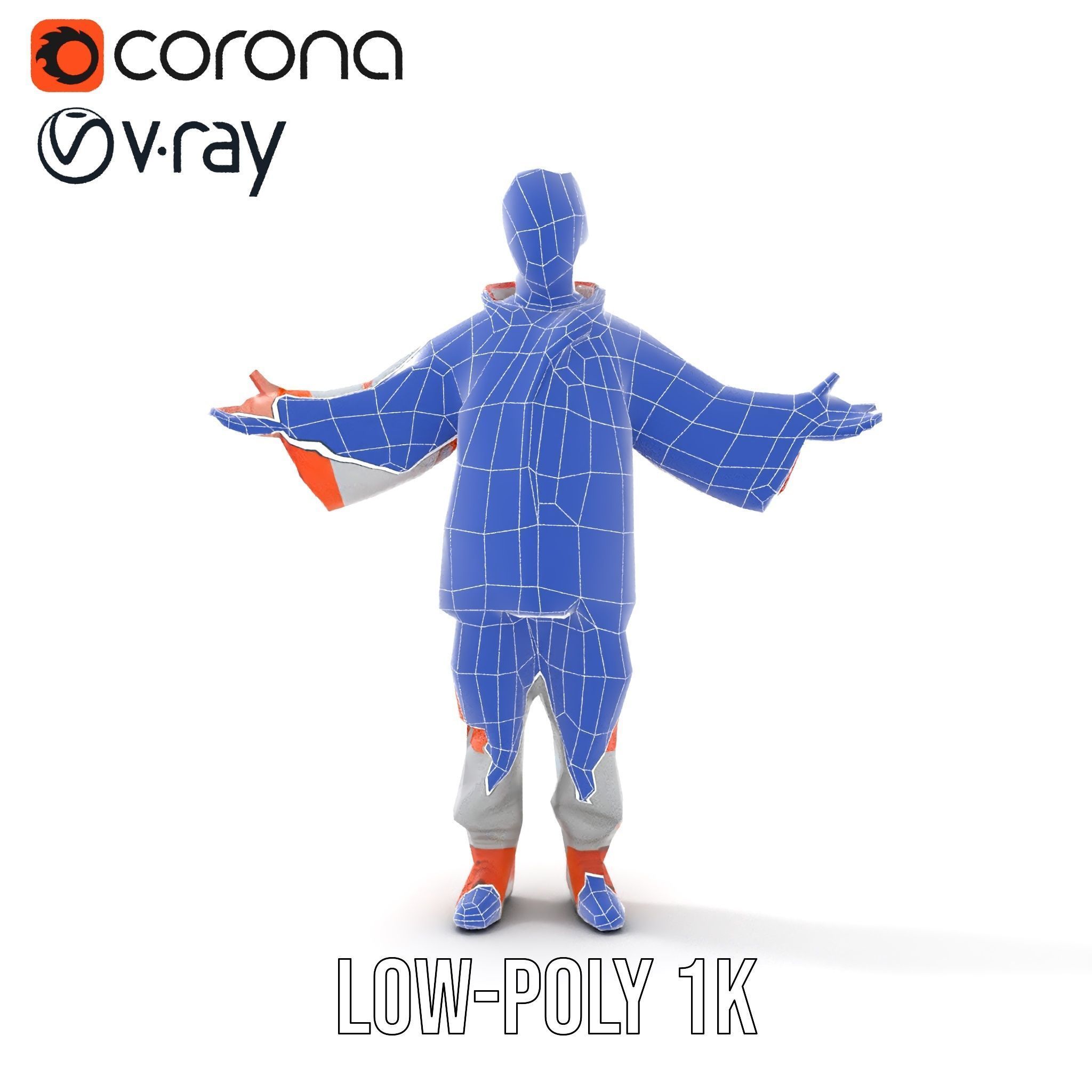 Rigged and Animated ShortHaired Character with Orange Reflect... Low-poly 3D model_24