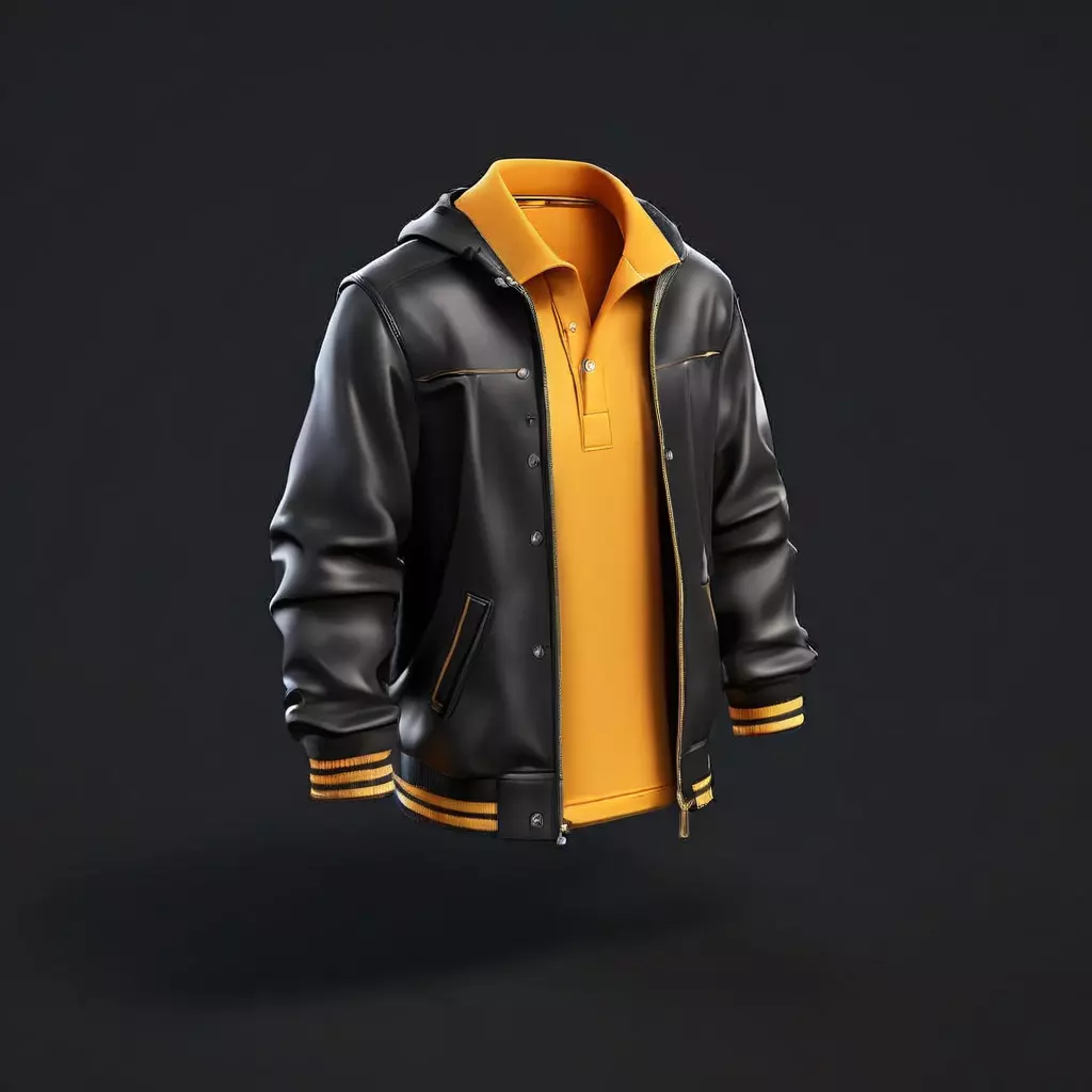Stylish Black and Gold Varsity Jacket Low-poly 3D model