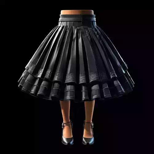 Stylish Black Pleated Skirt 3D Model Low-poly 3D model