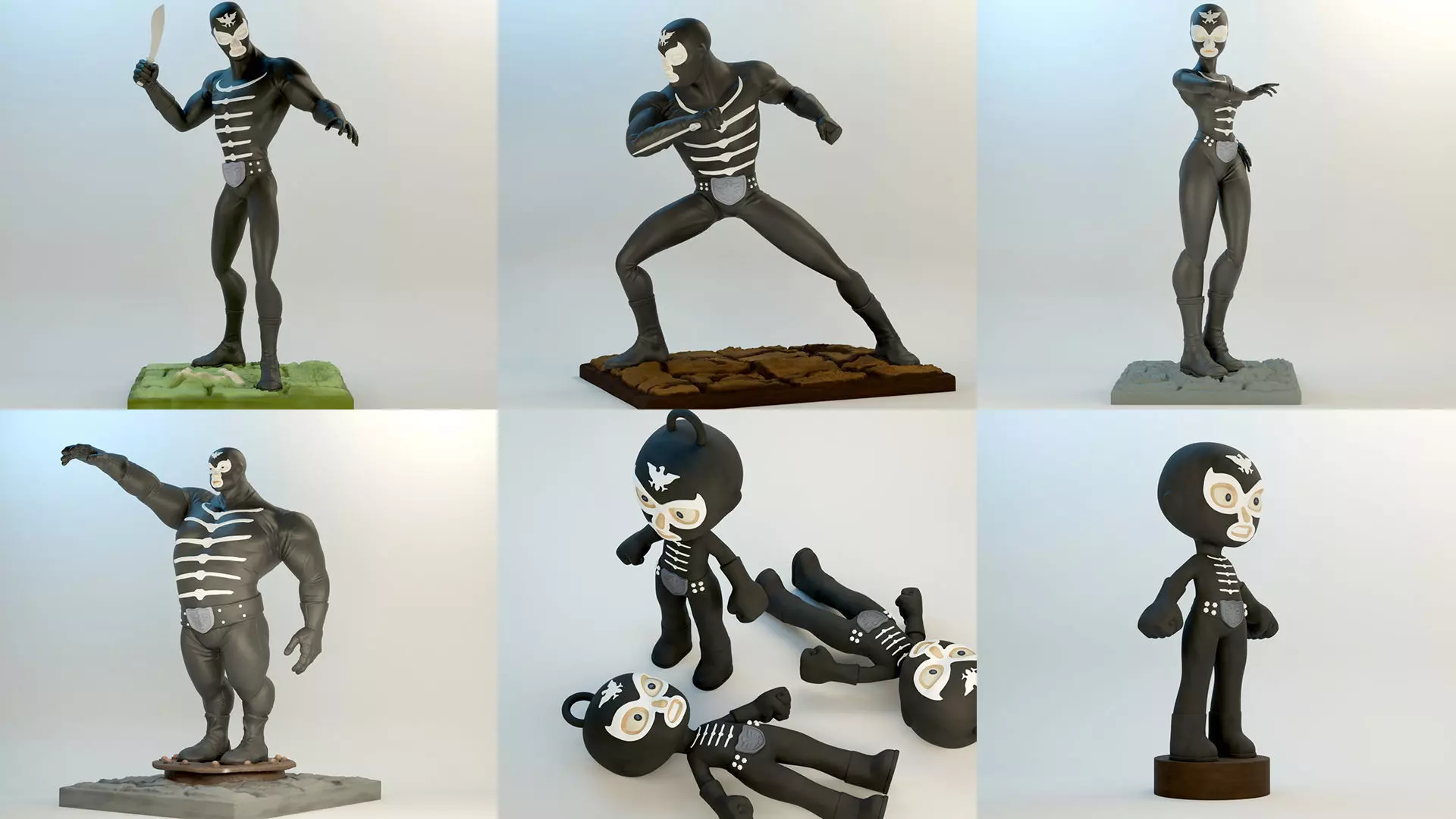 Shocker Combatman SET 4 Action 1 Chibi style 3D Model Collection_0