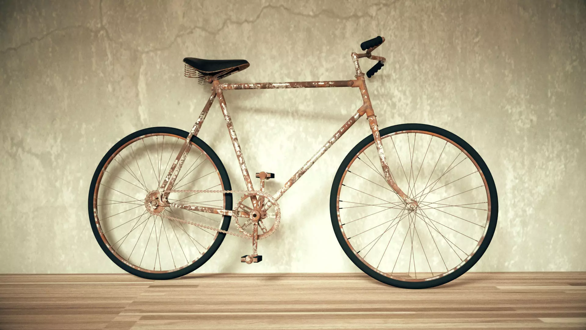Rusted Old Bicycle 3D model_0