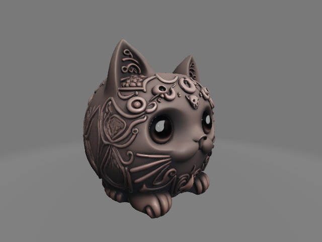 Gothic Cat Mug with Crescent and Skulls 3D print model_2
